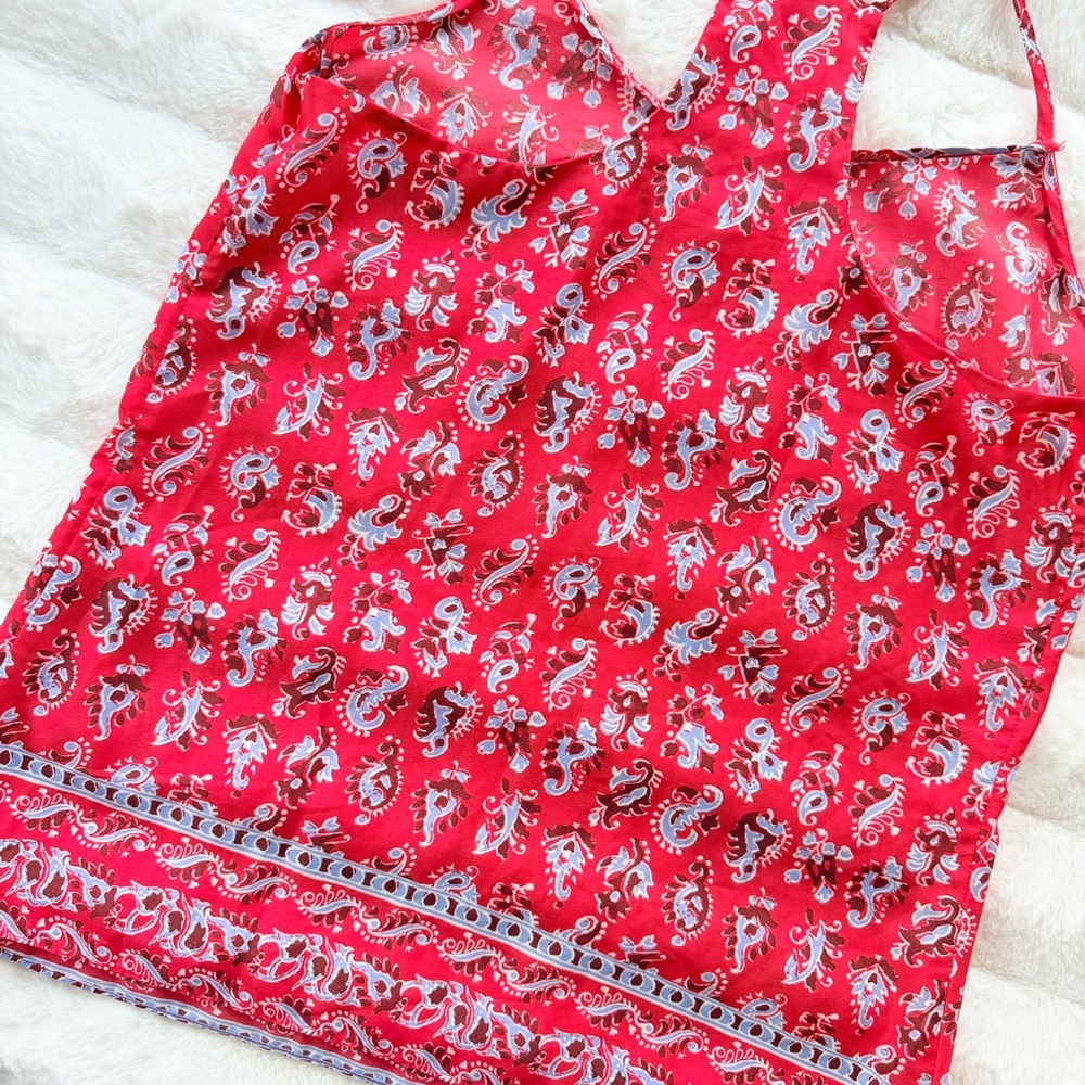 J.Crew Red Paisley Halter Tank Top Size 6 Lightweight Summer - Picture 7 of 9